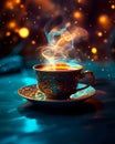 Cup of Magic Coffee with Sparkles - AI generated Royalty Free Stock Photo