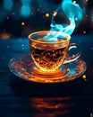 Cup of Magic Coffee with Sparkles - AI generated Royalty Free Stock Photo