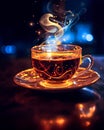 Cup of Magic Coffee with Sparkles - AI generated Royalty Free Stock Photo