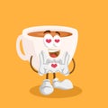 Cup mascot and background in love pose Royalty Free Stock Photo