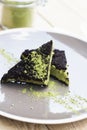 Cup of Matcha Green Tea and Cake and ice cream with green matcha Royalty Free Stock Photo
