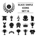 Cup, medal, pennant, and other elements. Awards and Trophies set collection icons in black style vector symbol stock