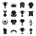 Cup, medal, pennant, and other elements. Awards and Trophies set collection icons in black style vector symbol stock