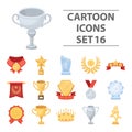 Cup, medal, pennant, and other elements. Awards and Trophies set collection icons in cartoon style vector symbol stock