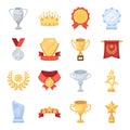 Cup, medal, pennant, and other elements. Awards and Trophies set collection icons in cartoon style vector symbol stock