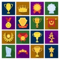 Cup, medal, pennant, and other elements. Awards and Trophies set collection icons in flat style vector symbol stock