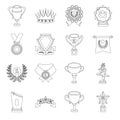 Cup, medal, pennant, and other elements. Awards and Trophies set collection icons in line style vector symbol stock