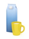 Cup of milk and carton of milk Royalty Free Stock Photo