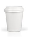 Coffee to go, close up of blank paper cup isolated