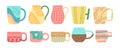 Cup mug trendy pattern shapes set crafted ceramic tableware scandinavian stripes spotted beverages