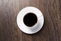 Cup of natural coffee on wooden table Royalty Free Stock Photo