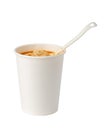 Cup noodle and fork isolated on white background with clipping path Royalty Free Stock Photo