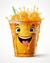 a cup of orange juice with a smiling face and a straw. generative ai