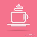 Cup outline icon white color isolated on background Royalty Free Stock Photo