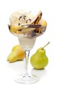 A cup of pear ice cream decorated with fruits Royalty Free Stock Photo