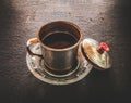 a cup of robusta coffee on the table Royalty Free Stock Photo