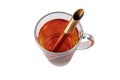 A cup of rooibos tea. Close-up view of a refreshing cup of tea in a plain white glass Royalty Free Stock Photo