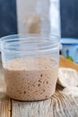 Cup with rye leaven. Royalty Free Stock Photo