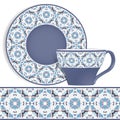 Cup and saucer with Oriental pattern.