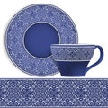 Cup and saucer with Oriental pattern.