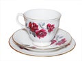 Cup saucer and Plate with Roses Royalty Free Stock Photo