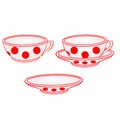 Cup with saucer with red dots vector