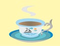 Cup and saucer on a sea theme