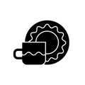 Cup and saucer set black glyph icon