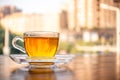 A cup of scented tea on the table Royalty Free Stock Photo
