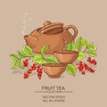 Cup of schisandra tea and teapot