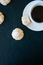 Cup of strong coffee and amaretti cookies