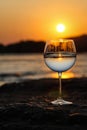 Cup at sunset. Royalty Free Stock Photo