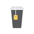 Cup with Tea Bag Inside. Flat Style Icon. Vector Royalty Free Stock Photo