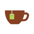 Cup with Tea Bag Inside. Flat Style Icon. Vector Royalty Free Stock Photo