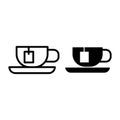 Cup with tea bag line and glyph icon. Tea cup vector illustration isolated on white. Mug with tea bag outline style Royalty Free Stock Photo