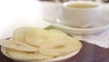 Cup of tea with Baked Dehydrated Apples Chips