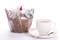 Cup of tea and a basket of cookies