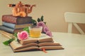 Cup of tea with books Royalty Free Stock Photo