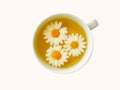 Cup of tea with camomile isolated on white background Royalty Free Stock Photo