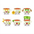 Cup of tea cartoon character with cute emoticon bring money Royalty Free Stock Photo