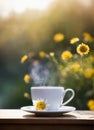 a cup of tea with chamomile. Selective focus.