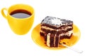 Cup of tea and chocolate cake Royalty Free Stock Photo