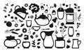 Cup tea cocktails icon set mug teapot flat vector Royalty Free Stock Photo