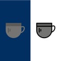 Cup, Tea, Coffee, Basic Icons. Flat and Line Filled Icon Set Vector Blue Background