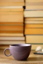 Cup, Books, E-Reader and Glasses Royalty Free Stock Photo