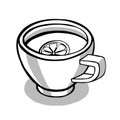 cup with tea or coffee side view. hand drawn vector Royalty Free Stock Photo