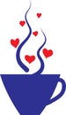 a cup of tea or coffee with steam and love