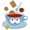 Cup of tea and cookies. Vector illustration