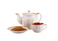 Cup of tea, cookies and teapot Royalty Free Stock Photo