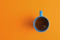 Cup of tea on coral background. Space for text Royalty Free Stock Photo